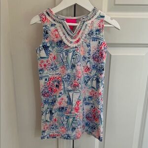 Colorful Sleeveless girls lily pulitzer dress- fireworks 4th of july size 4 / 5